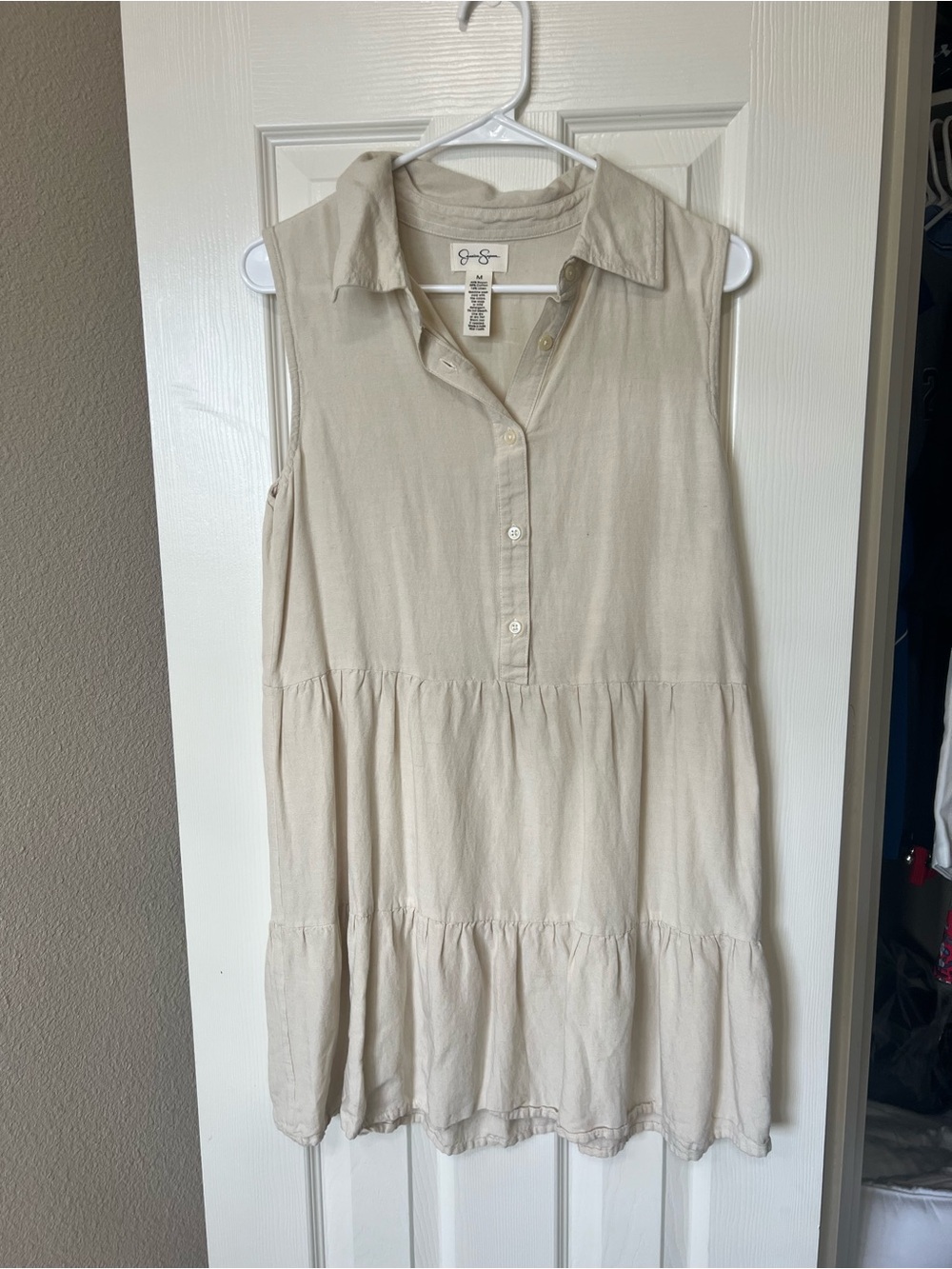 Jessica Simpson Sleeveless Tiered Tunic Dress — Cream